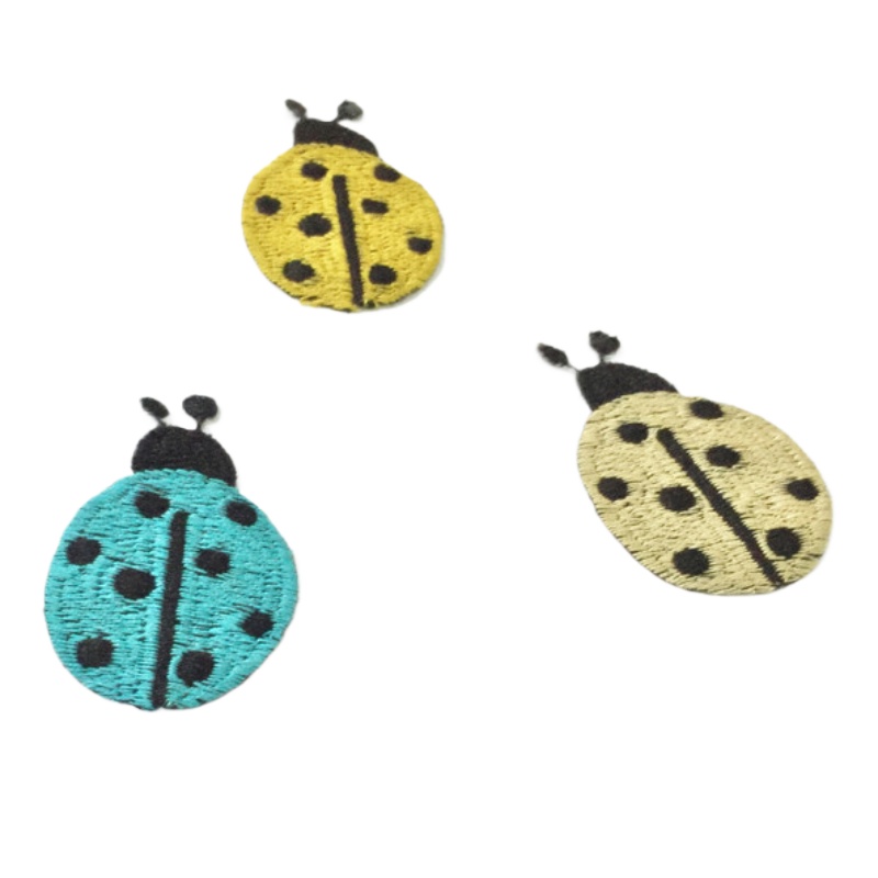 Embroidery Lady Bug - 창의적인 자수 패치, 금색 파란색 무당벌레