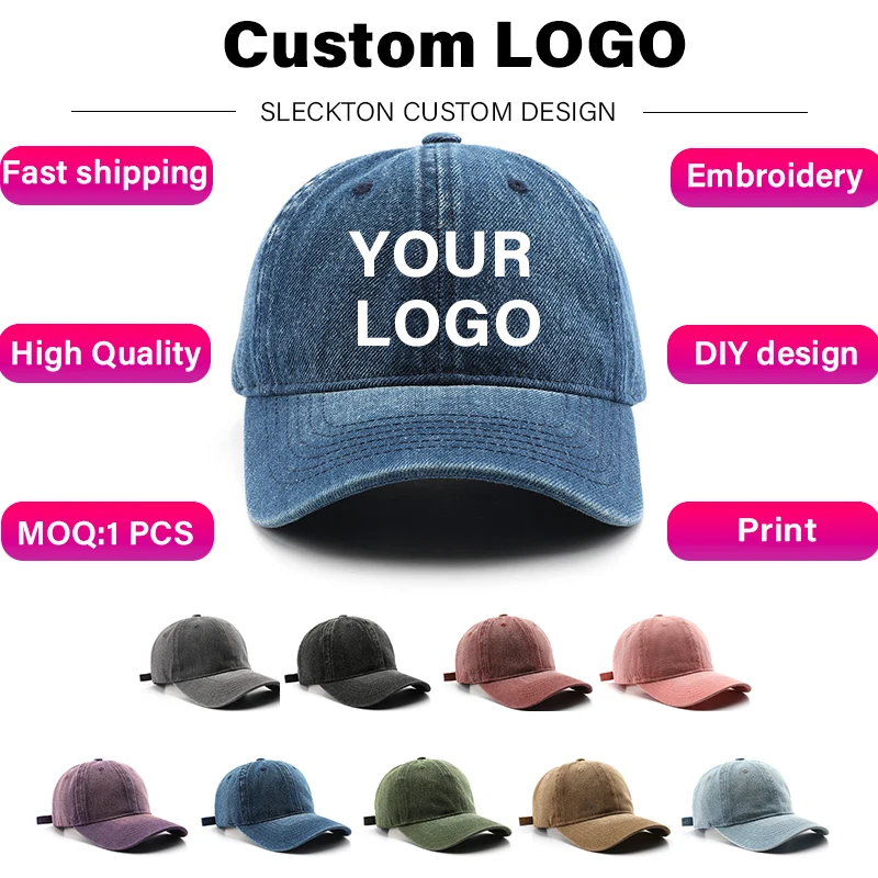 Embroidery Design Logo - SLECKTON 남녀공용 커스텀 로고 야구 모자,