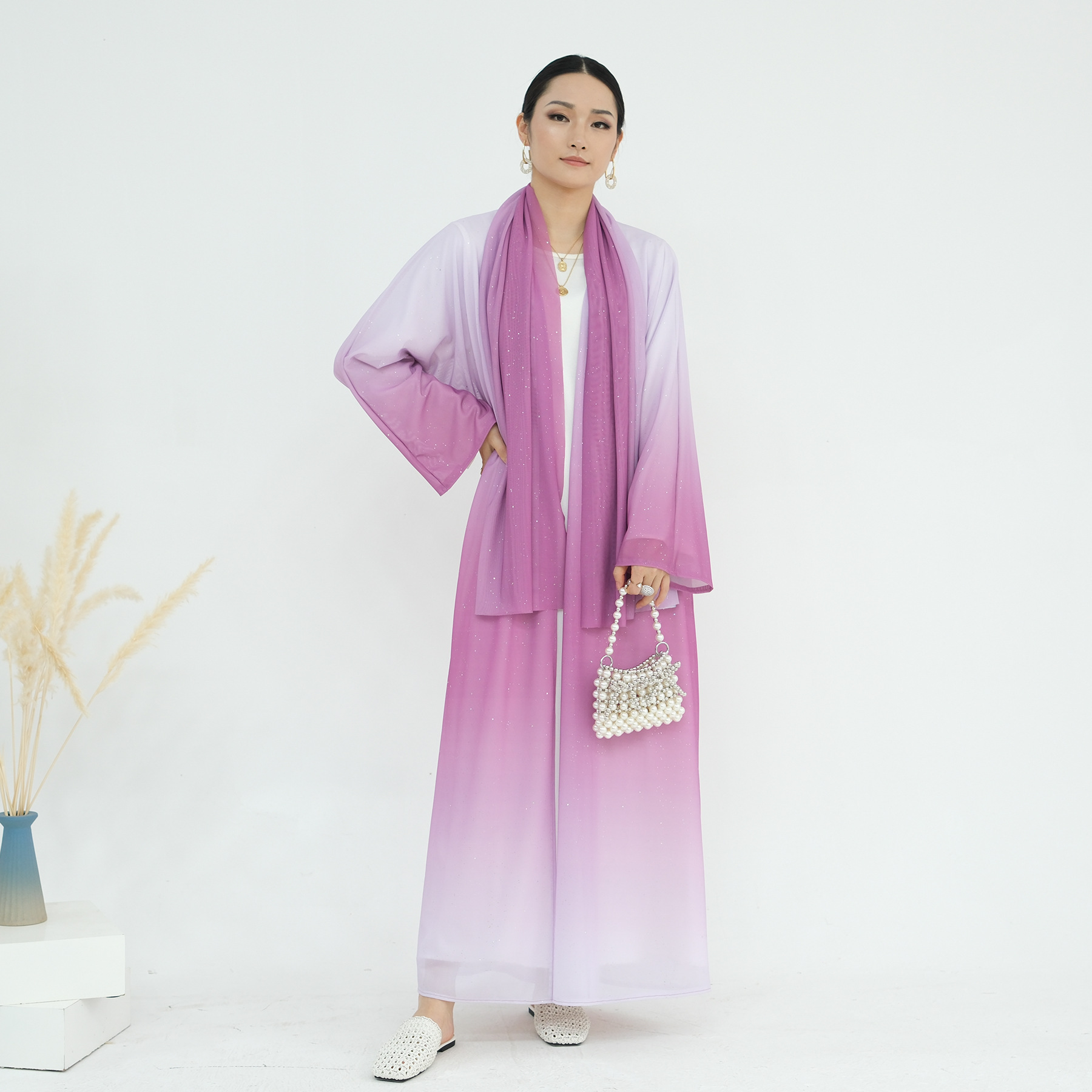 이드 라마단 그라데이션 키모노 가디건 두바이 아바야 카 - Embroidery Kebaya 리뷰 및 가격